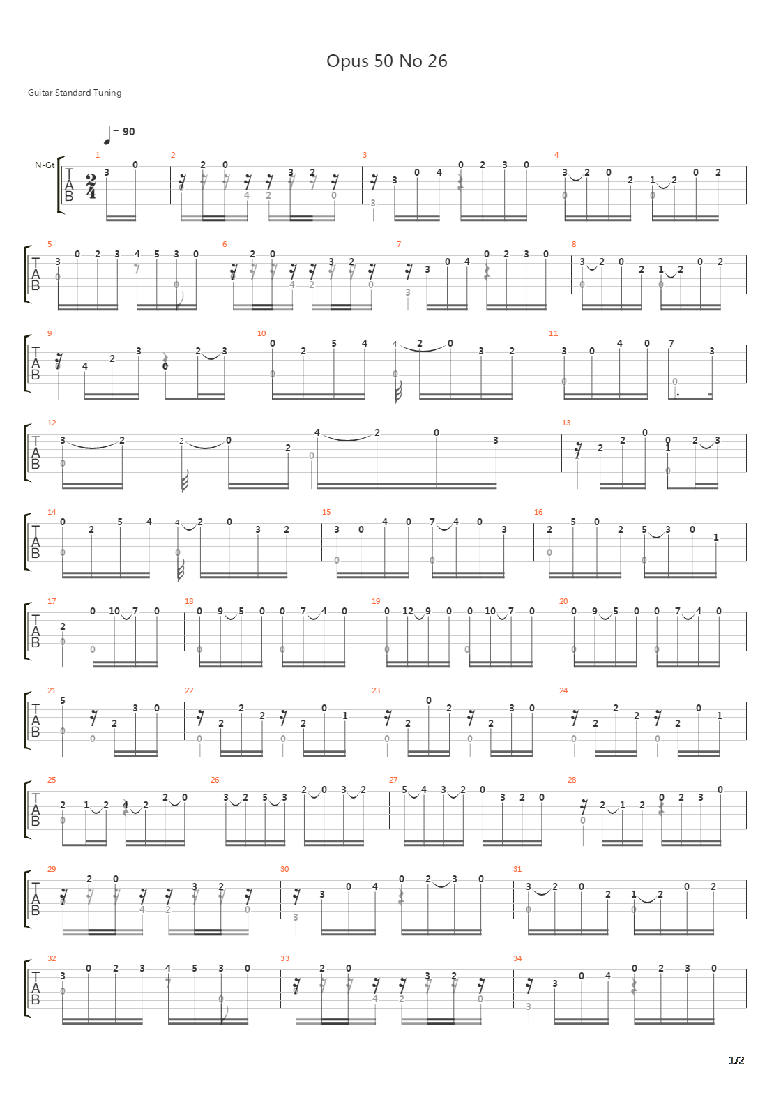 Opus 50 No 26吉他谱