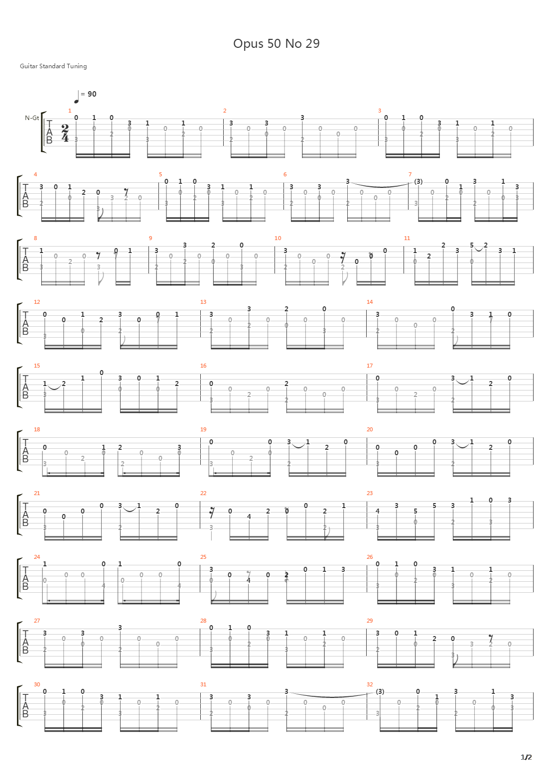 Opus 50 No 29吉他谱