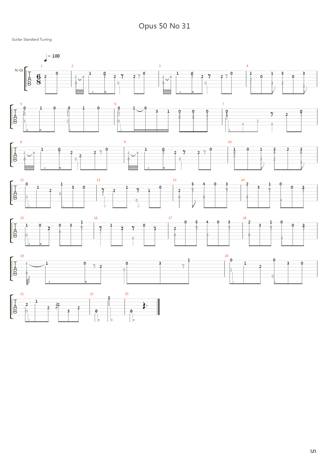 Opus 50 No 31吉他谱