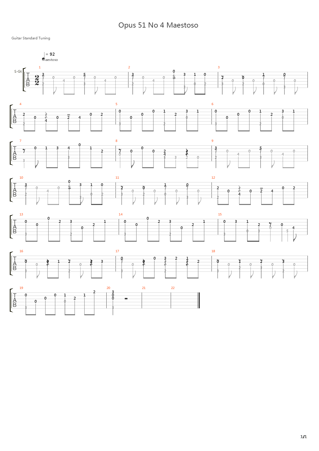 Opus 51 No 4 Maestoso吉他谱