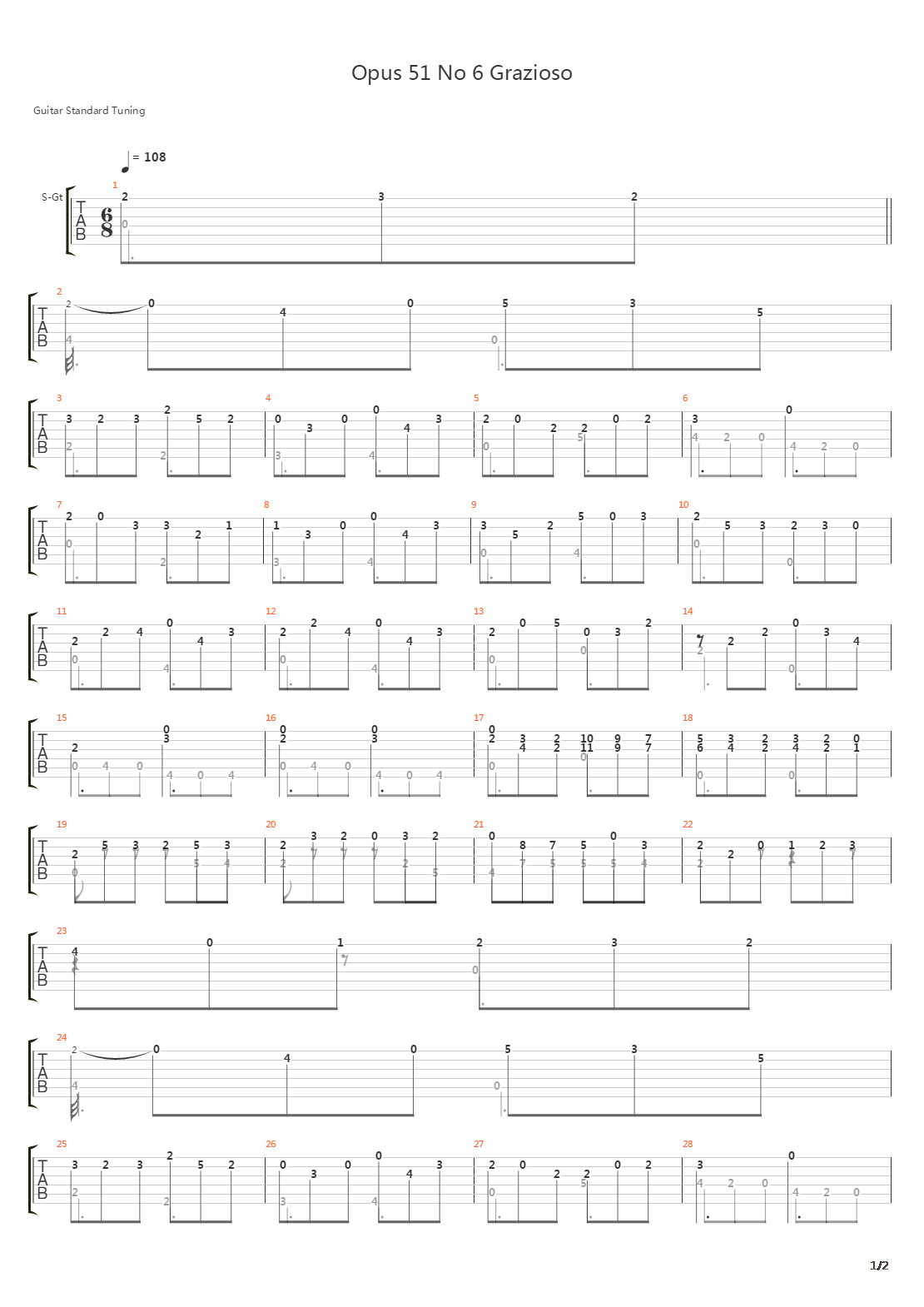 Opus 51 No 6 Grazioso吉他谱