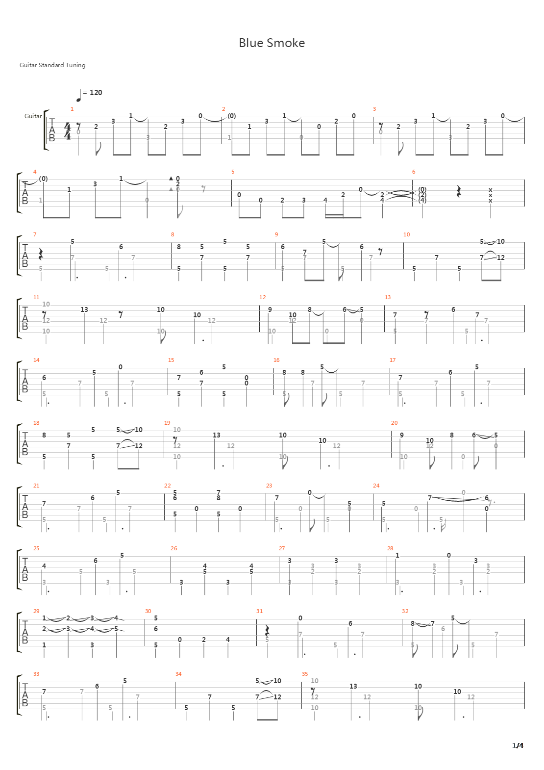 Blue Smoke吉他谱