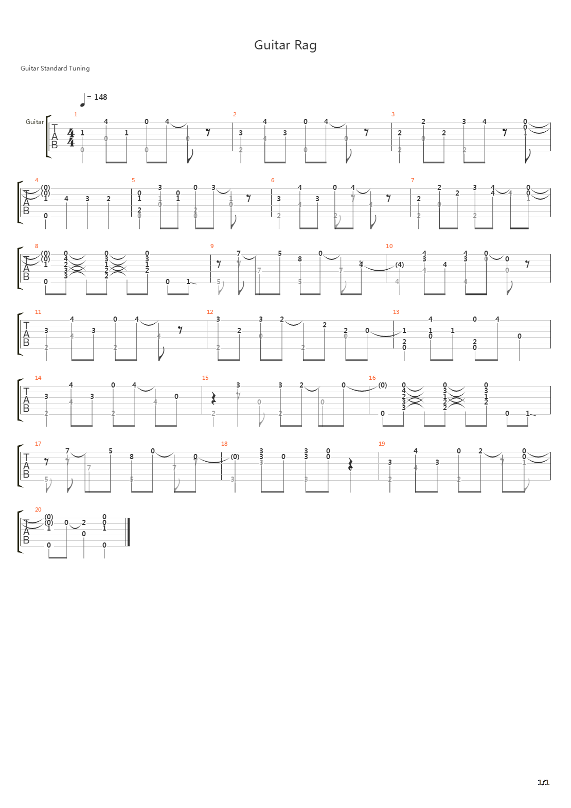Guitar Rag吉他谱