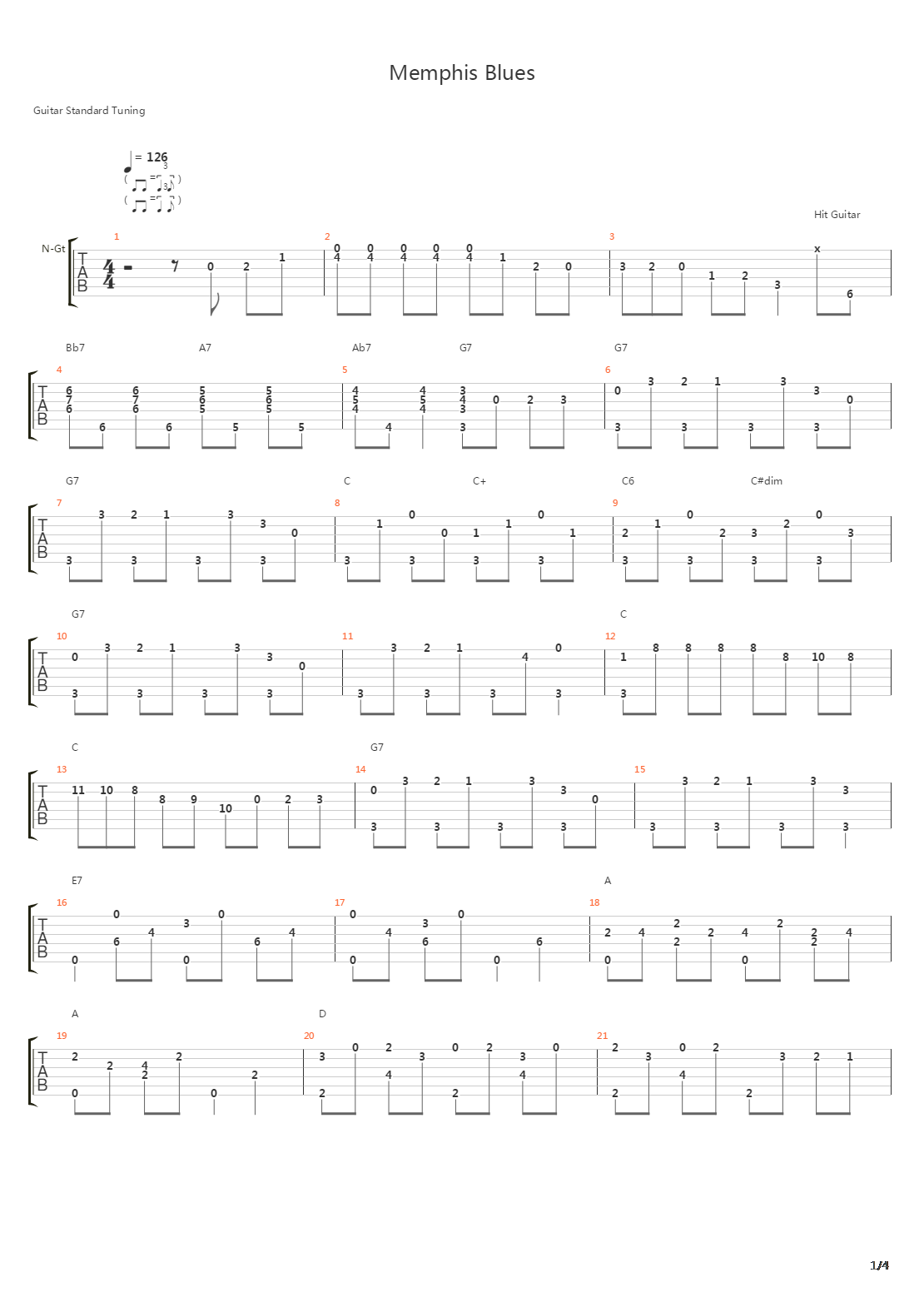 Memphis Blues吉他谱