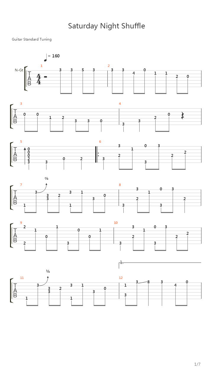 Saturday Night Shuffle吉他谱