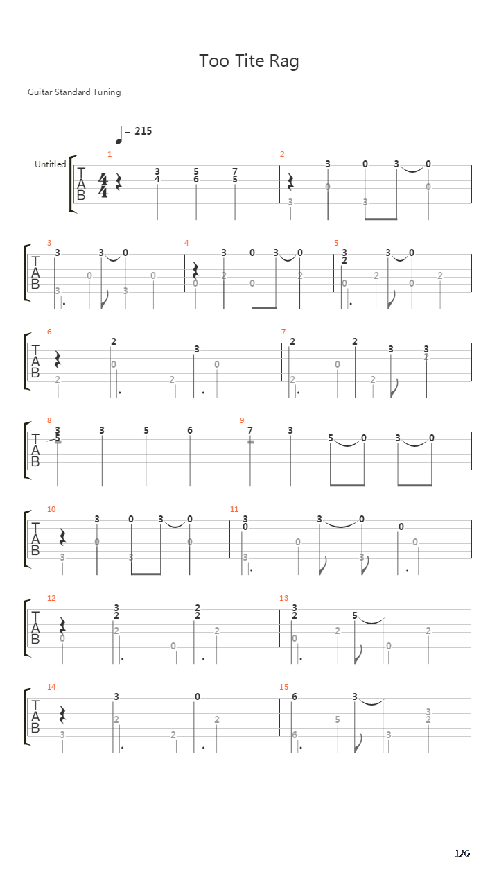 Too Tight Rag吉他谱