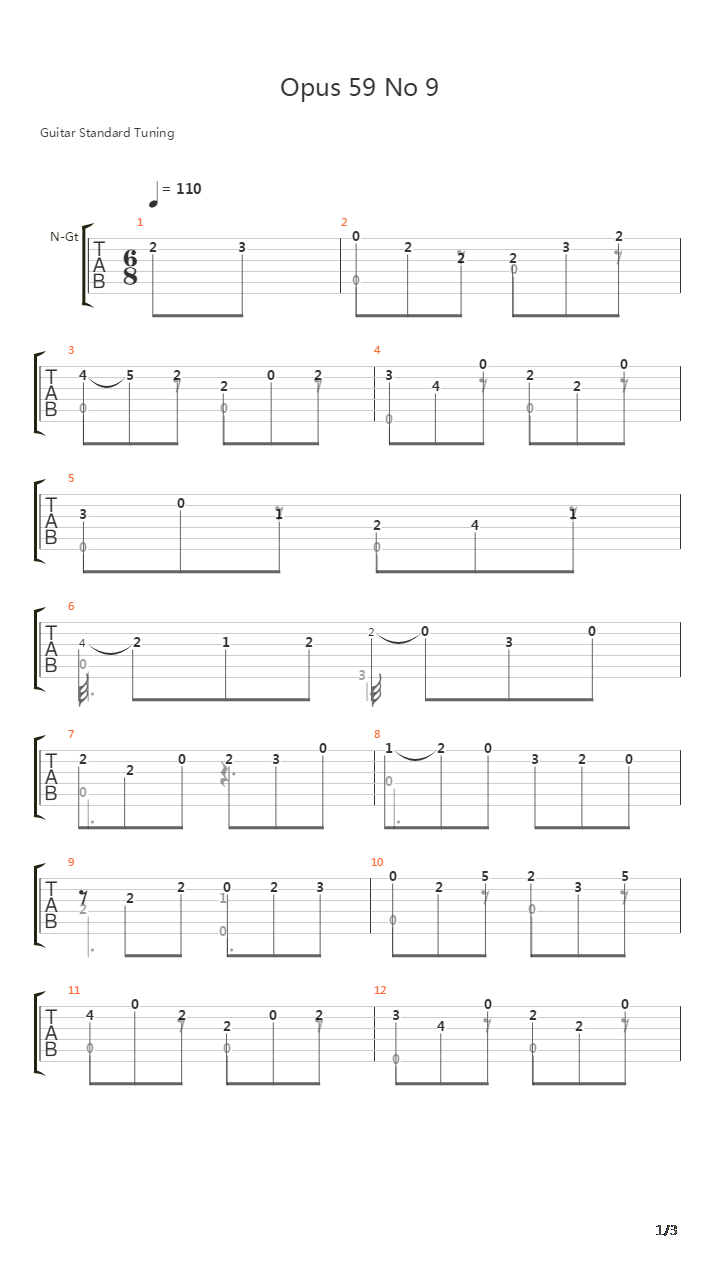 Opus 59 No 9吉他谱