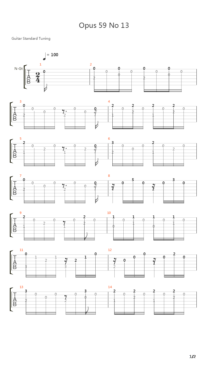 Opus 59 No 13吉他谱