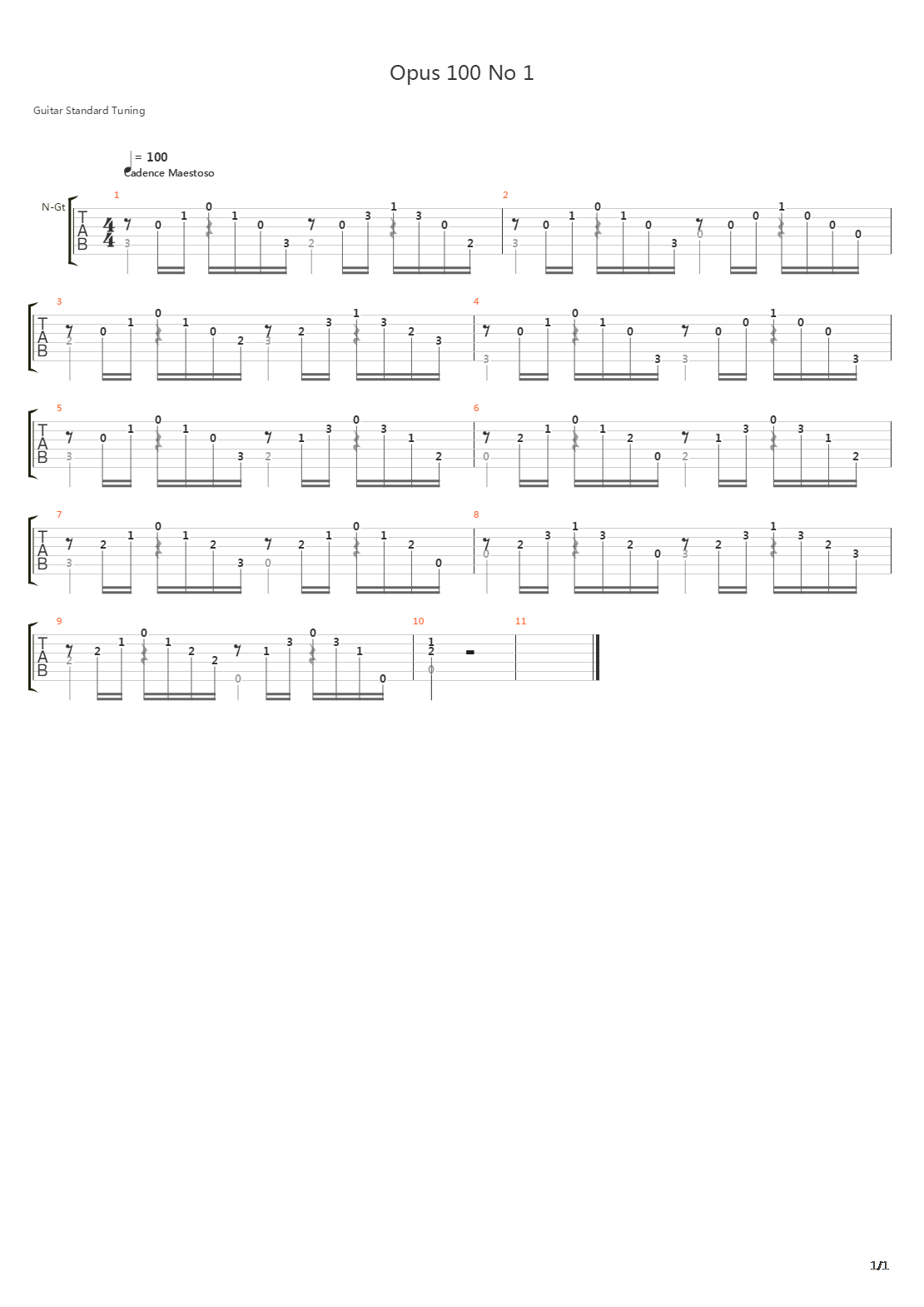 Opus 100 No 1吉他谱