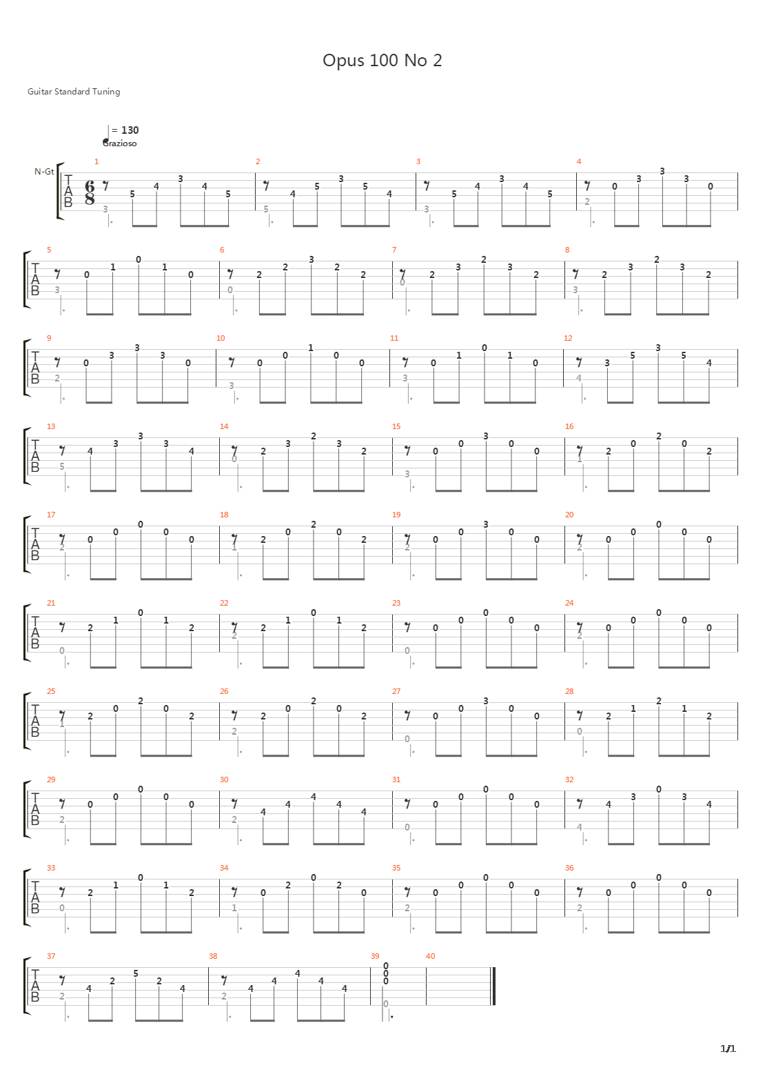 Opus 100 No 2吉他谱