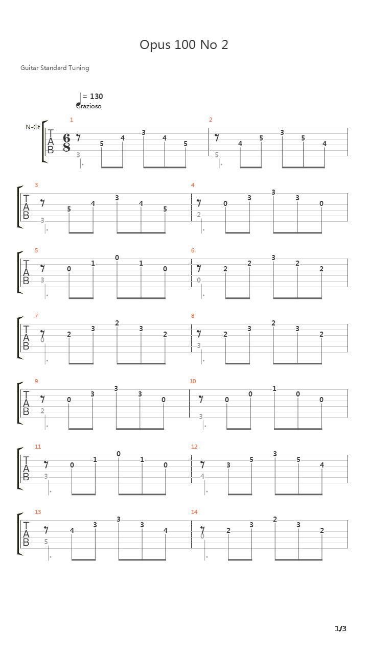 Opus 100 No 2吉他谱