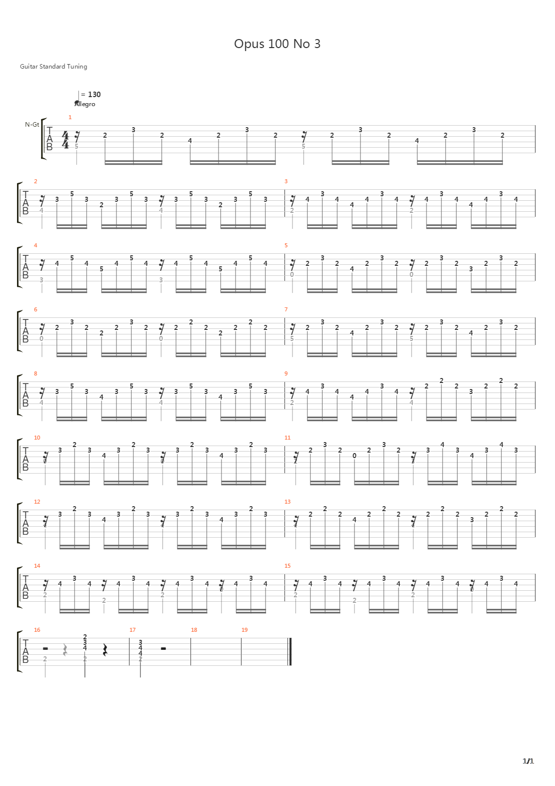 Opus 100 No 3吉他谱