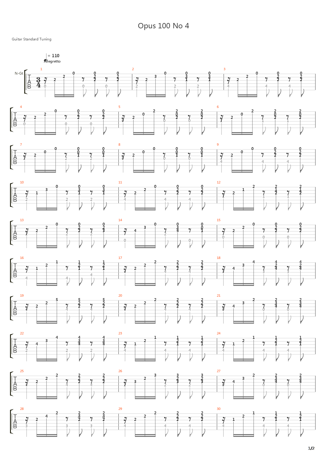 Opus 100 No 4吉他谱