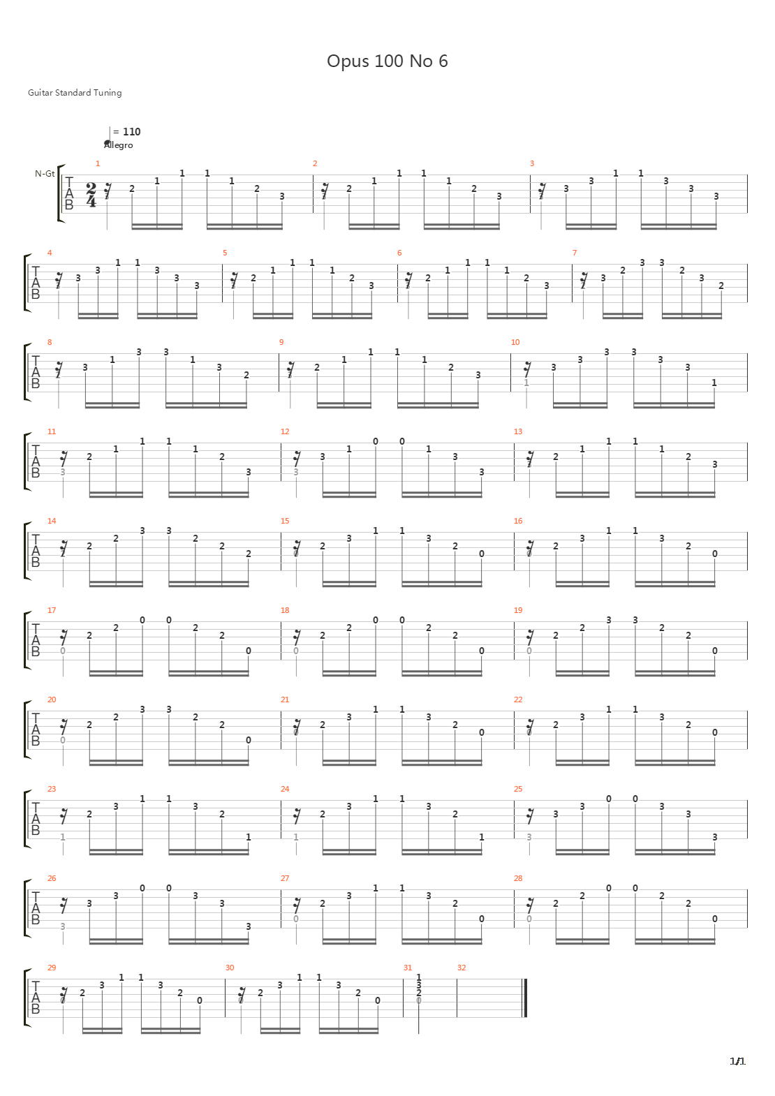 Opus 100 No 6吉他谱