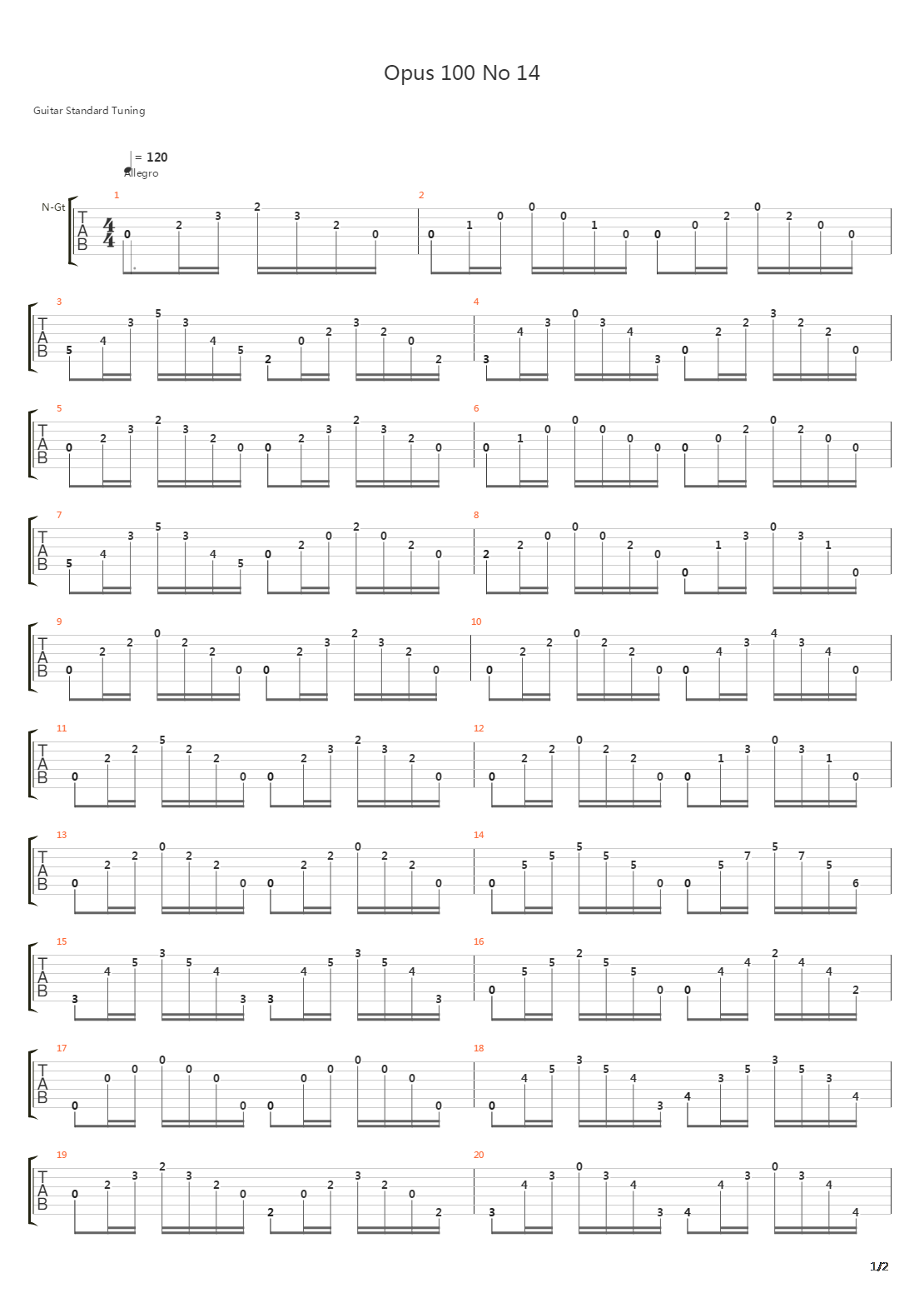 Opus 100 No 14吉他谱