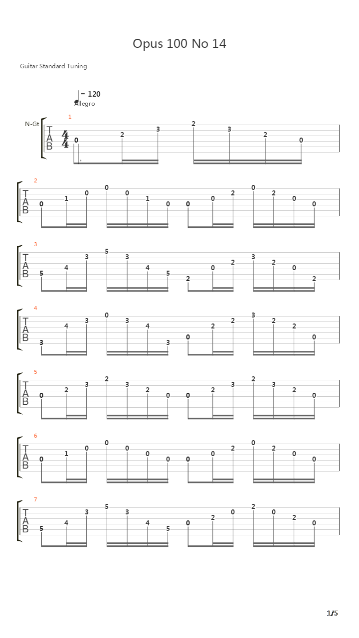 Opus 100 No 14吉他谱