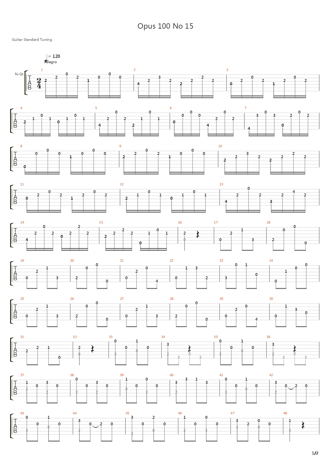 Opus 100 No 15吉他谱