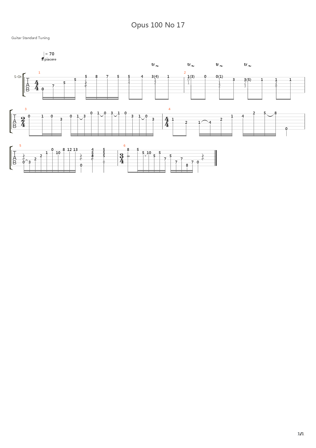 Opus 100 No 17吉他谱