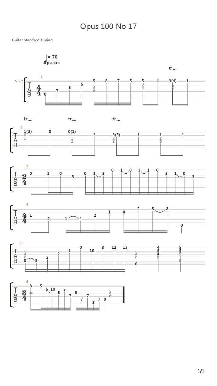 Opus 100 No 17吉他谱