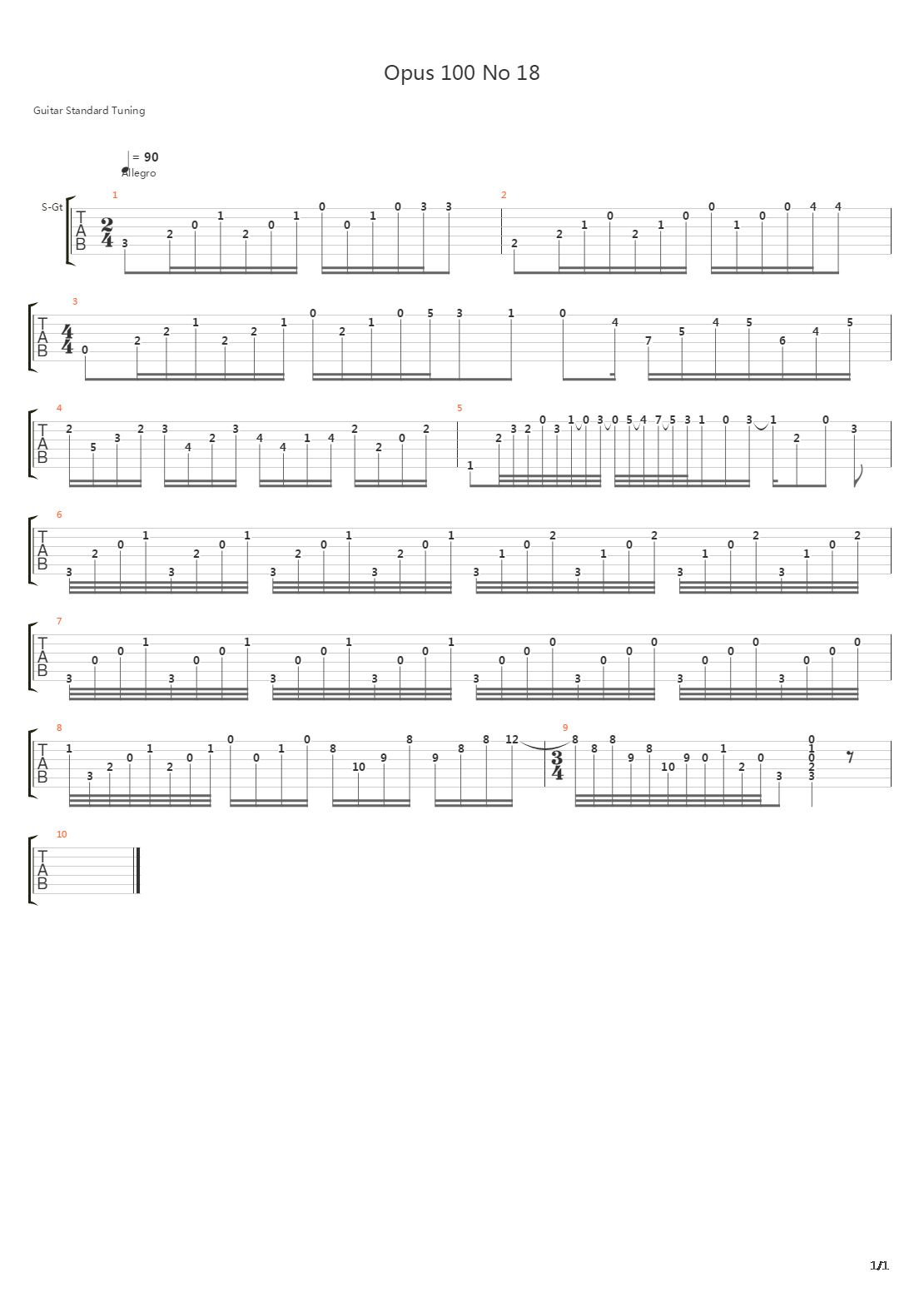 Opus 100 No 18吉他谱