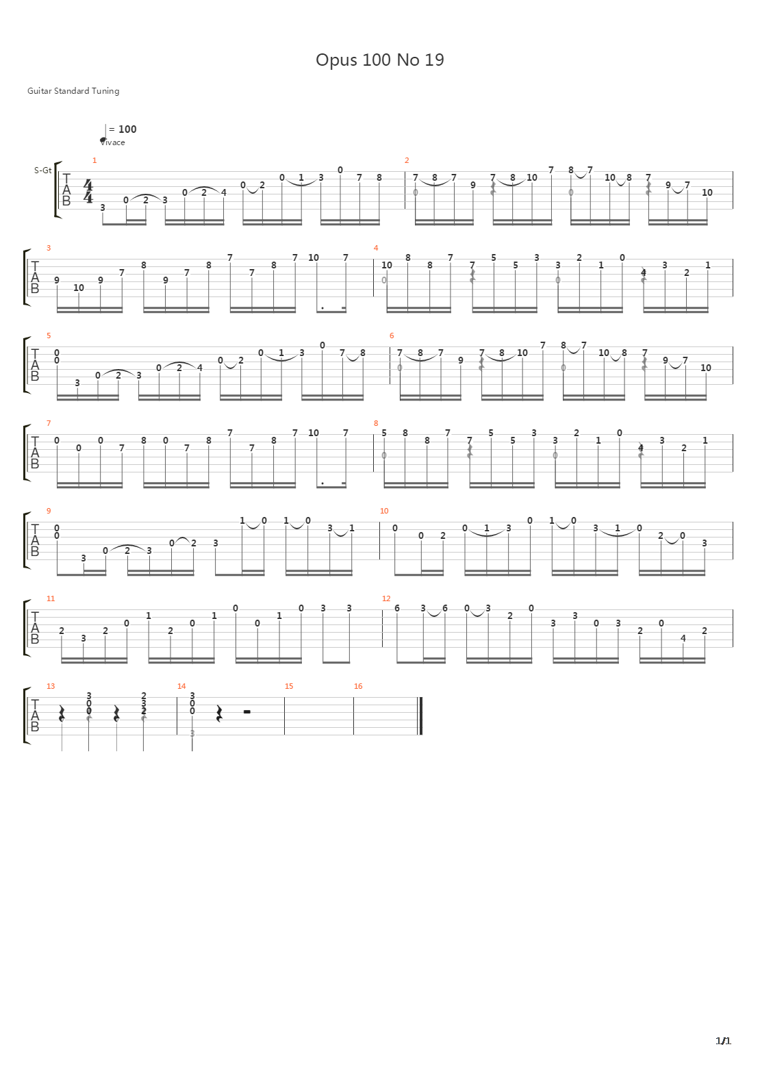 Opus 100 No 19吉他谱