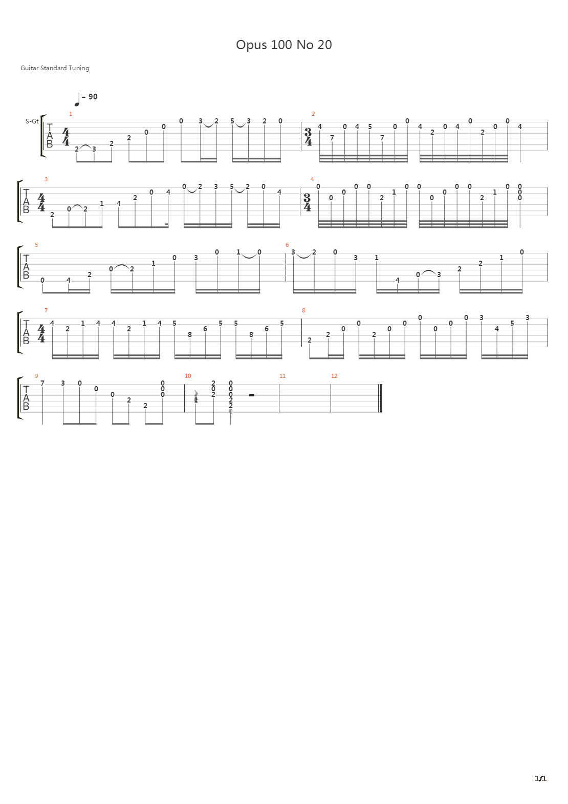 Opus 100 No 20吉他谱