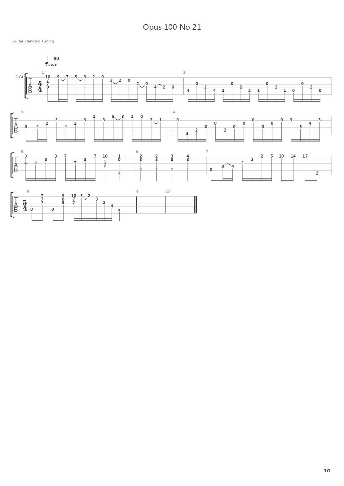 Opus 100 No 21吉他谱