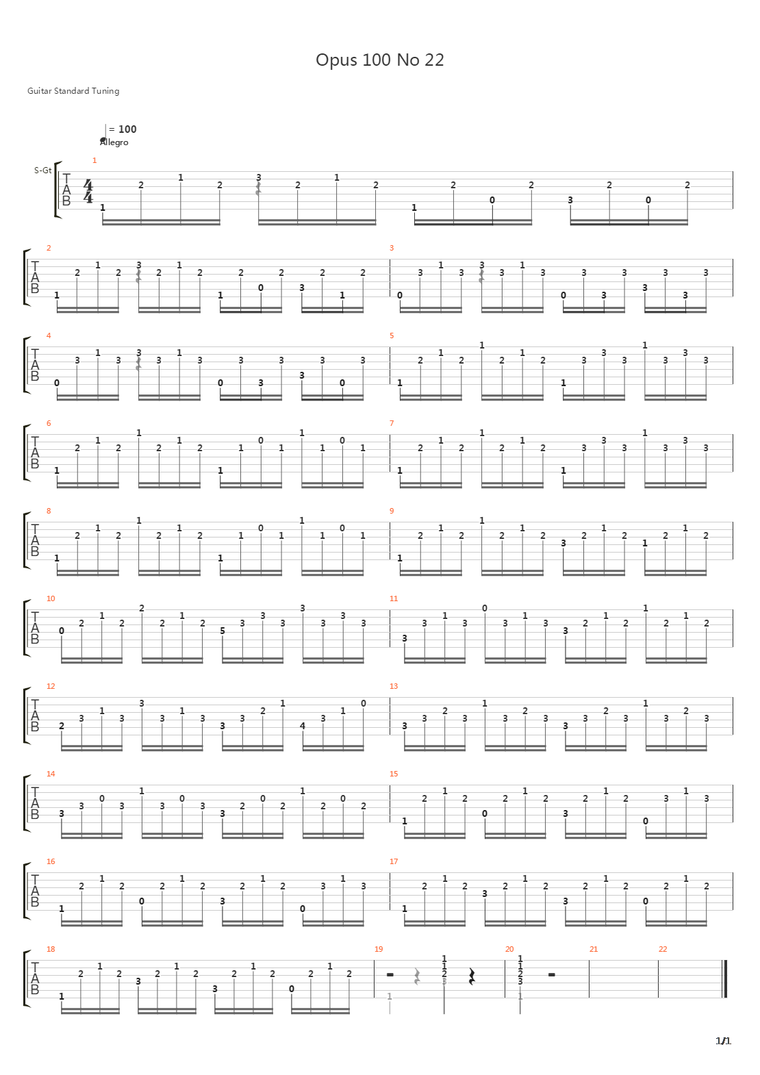 Opus 100 No 22吉他谱