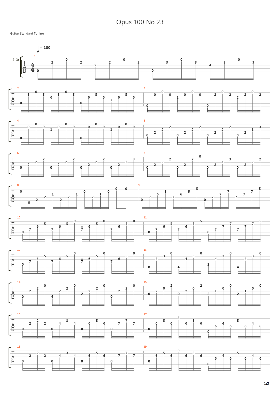 Opus 100 No 23吉他谱