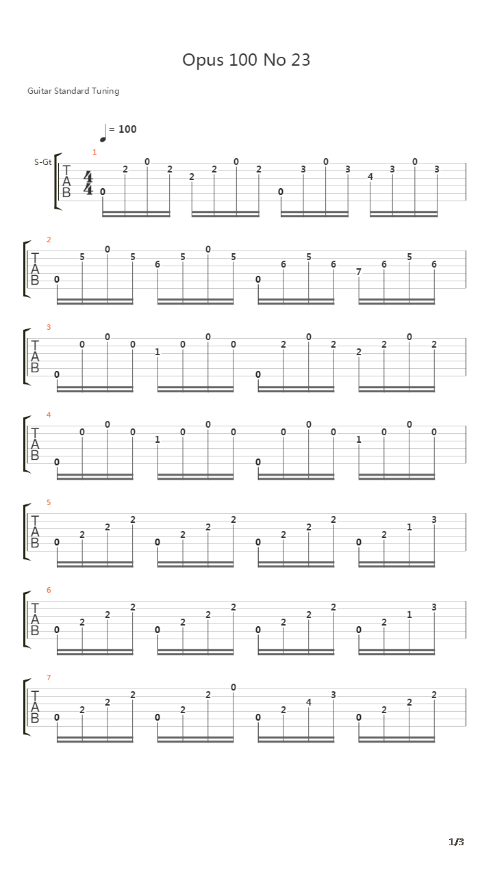 Opus 100 No 23吉他谱