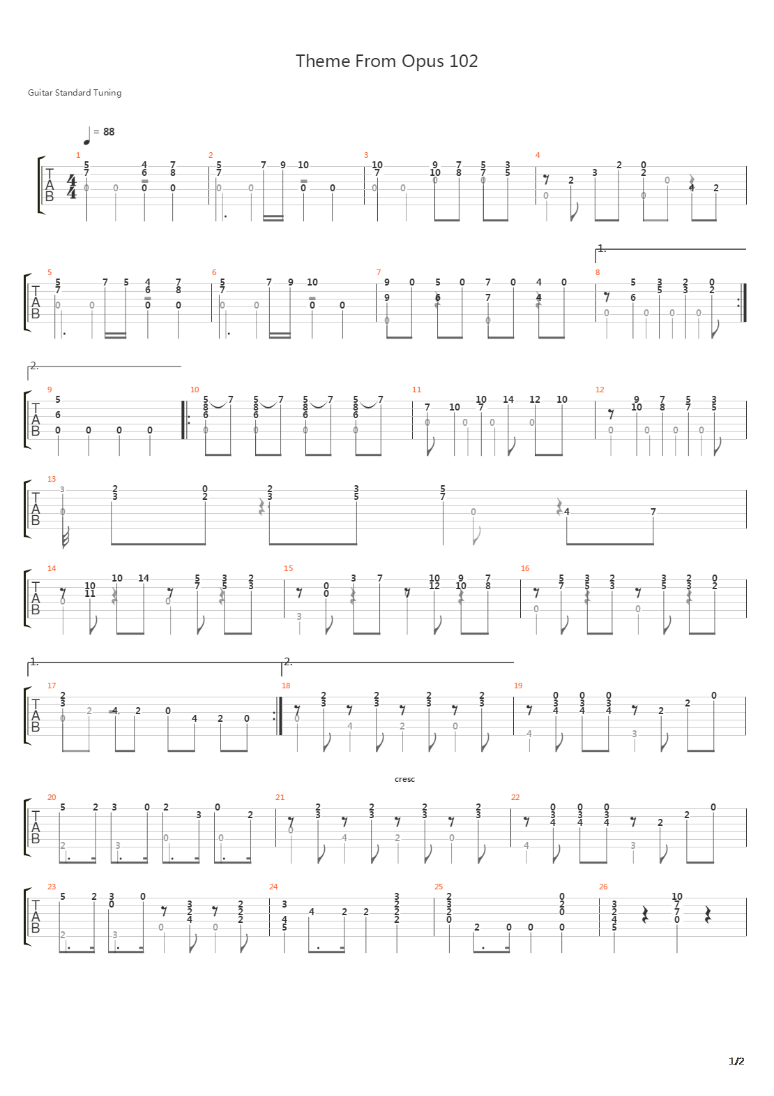 Opus 102 Theme吉他谱