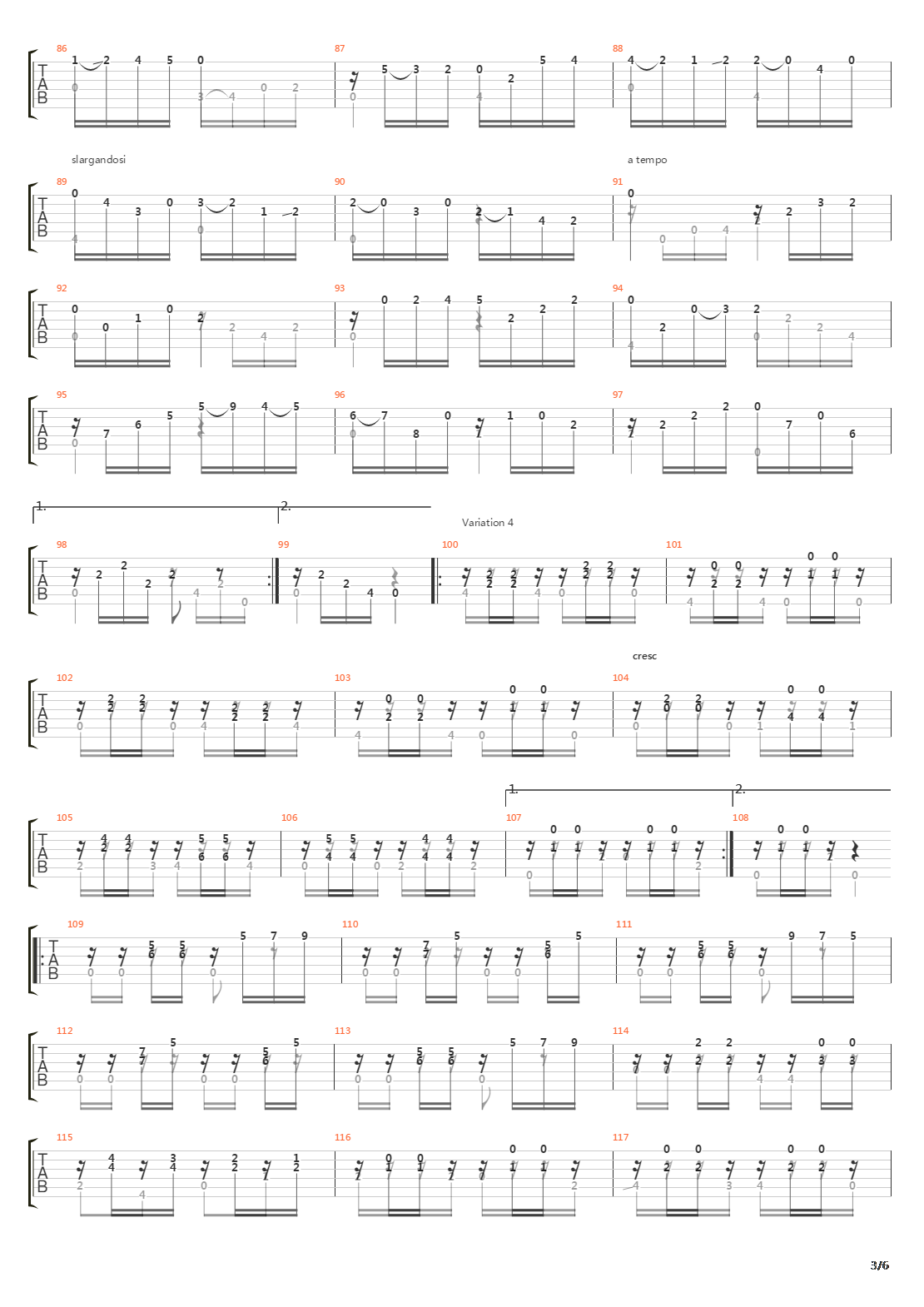 Opus 107 Variations on a theme of Handel吉他谱