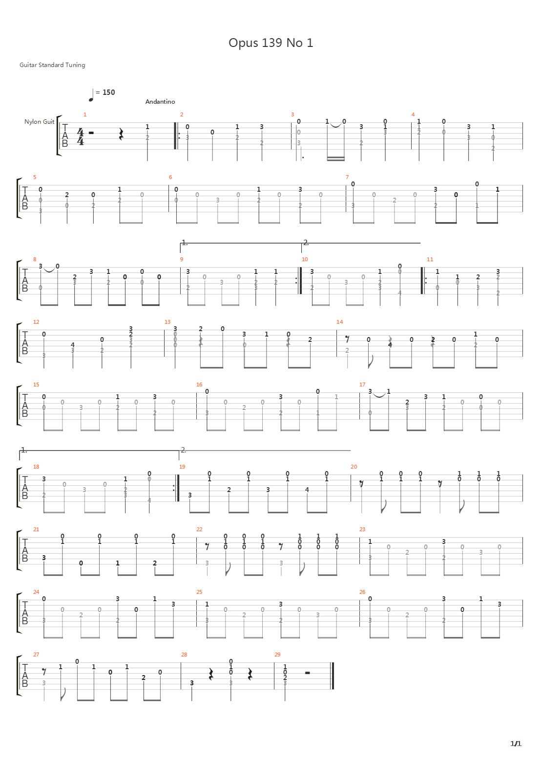 Opus 139 No 1吉他谱