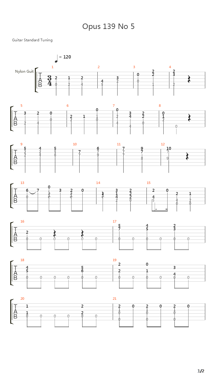 Opus 139 No 5吉他谱