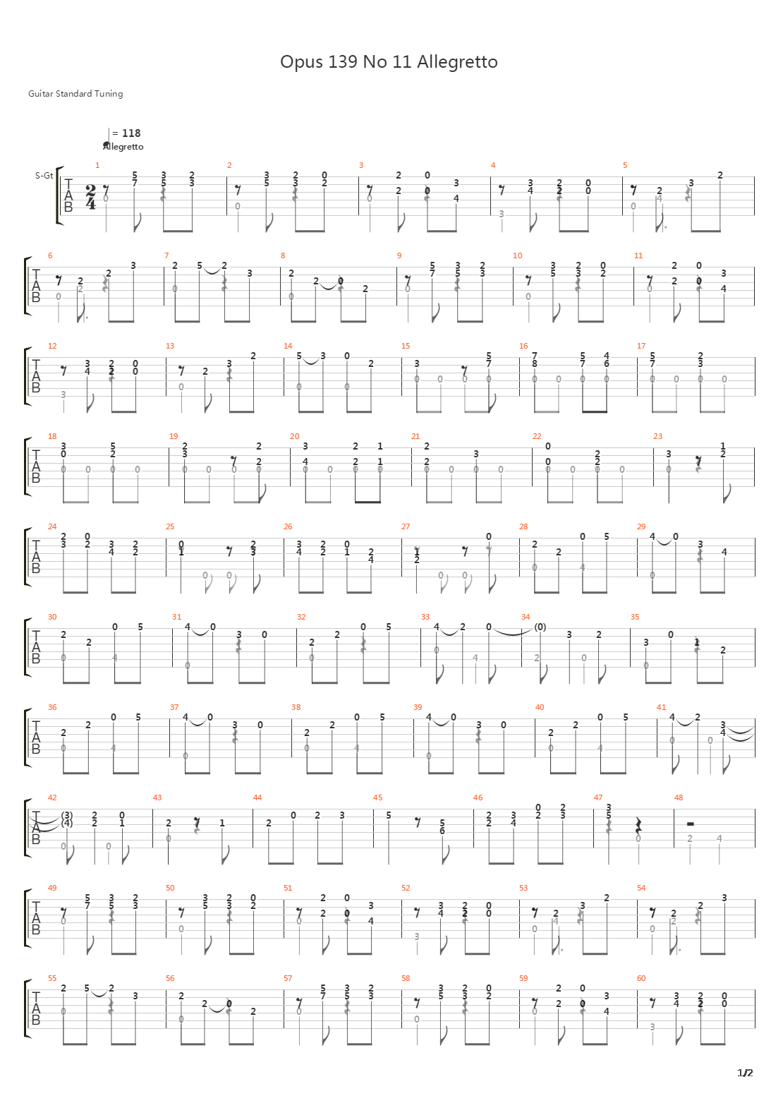 Opus 139 No 11 Allegretto吉他谱