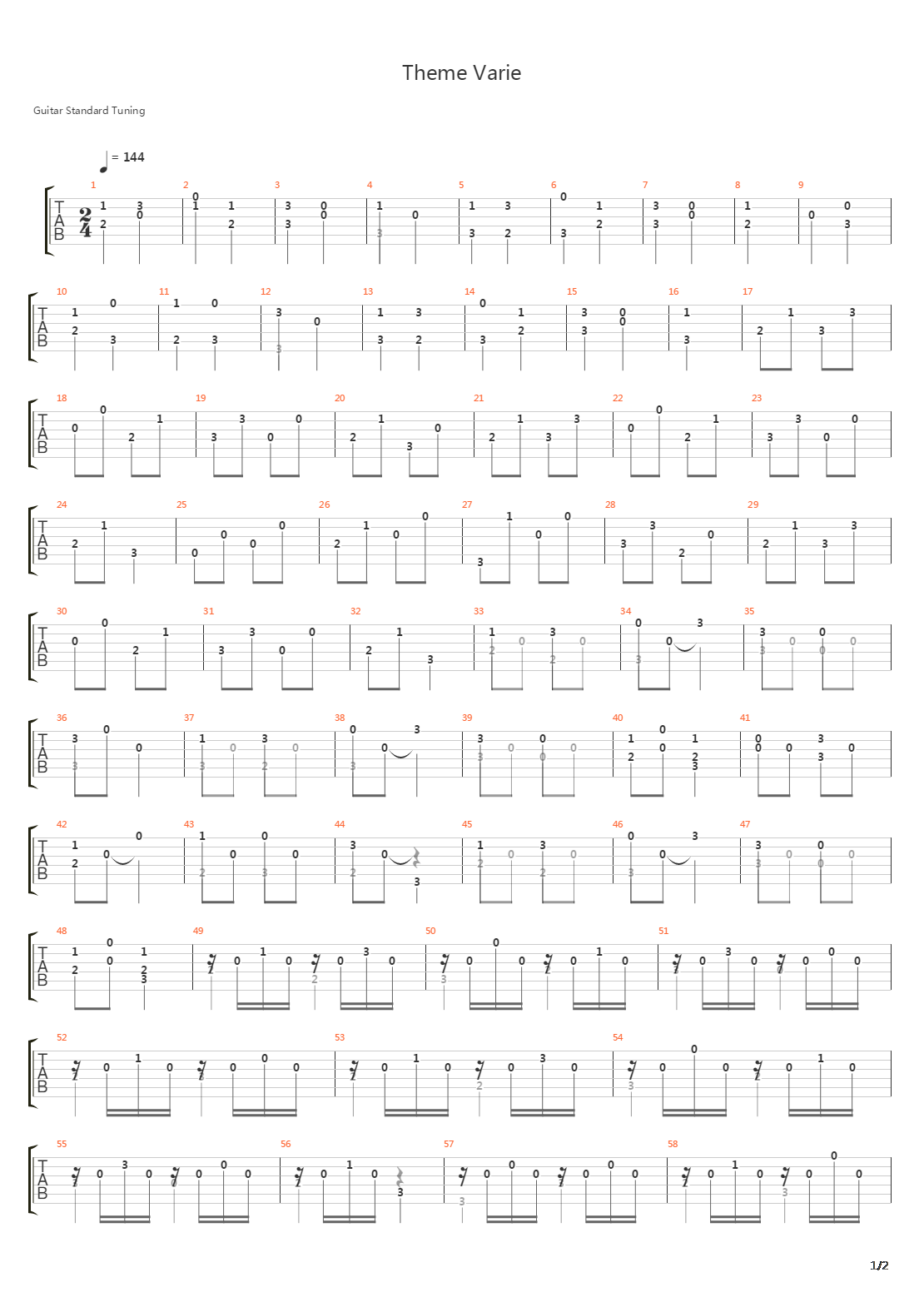 Theme Varie吉他谱