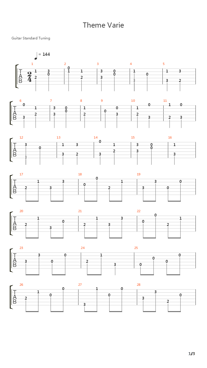 Theme Varie吉他谱