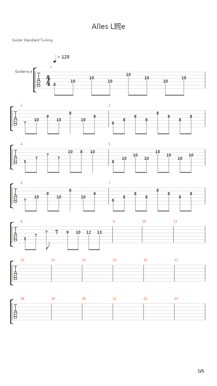 Alles Lge吉他谱