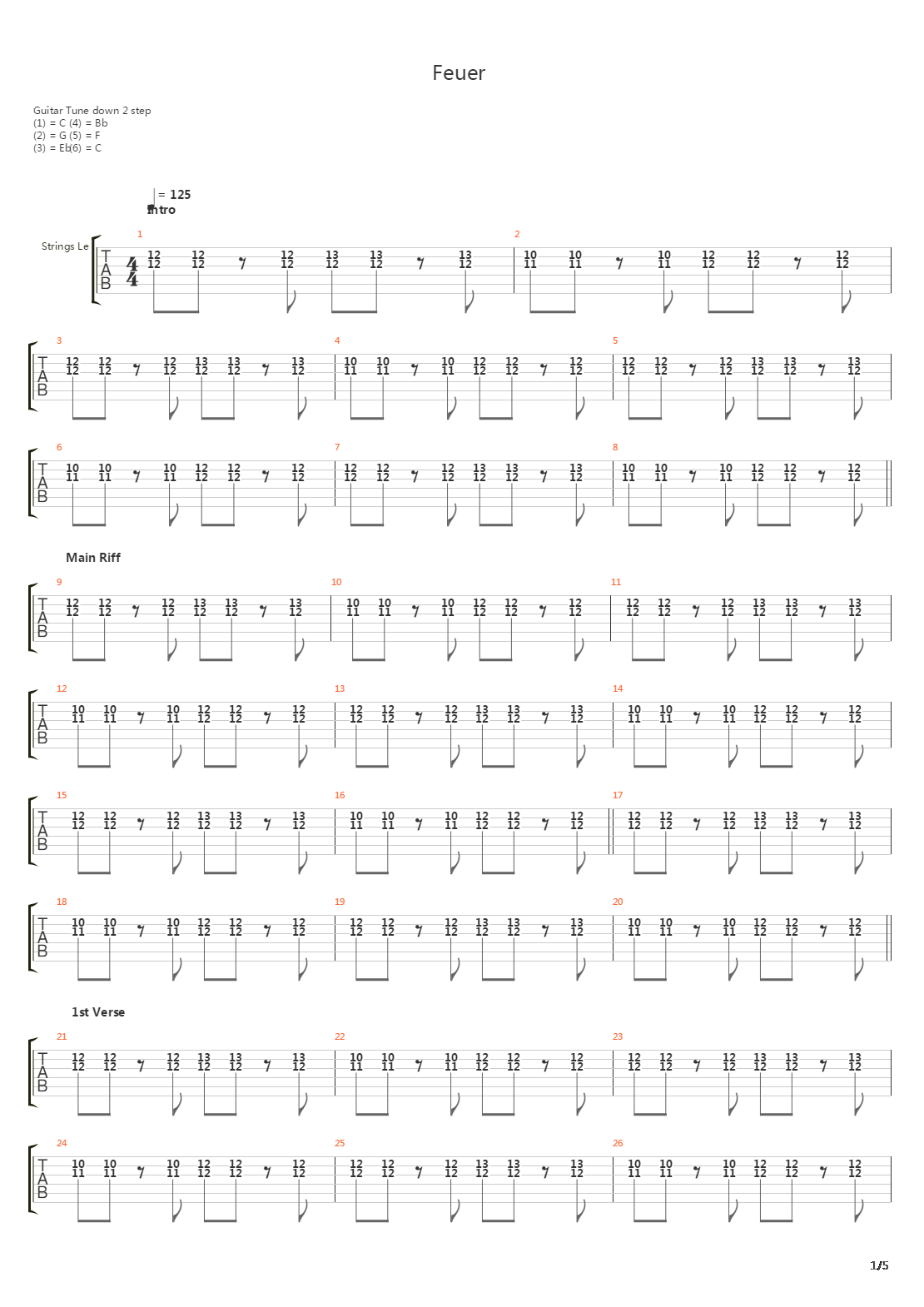 Feuer吉他谱