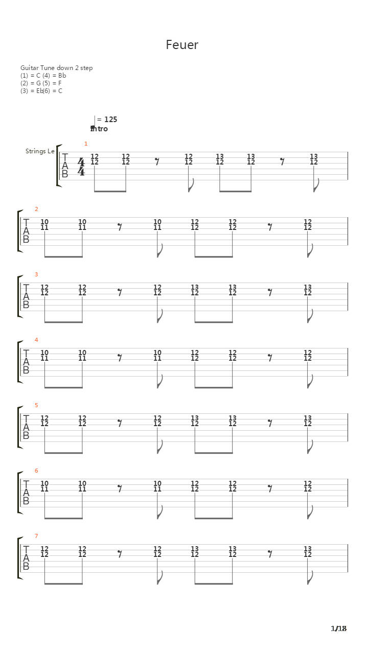 Feuer吉他谱