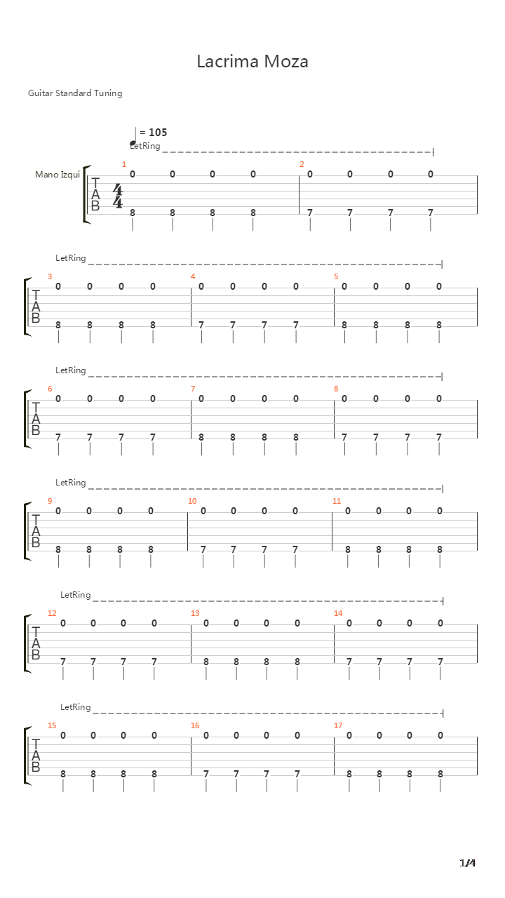 Lacrima Mosa吉他谱