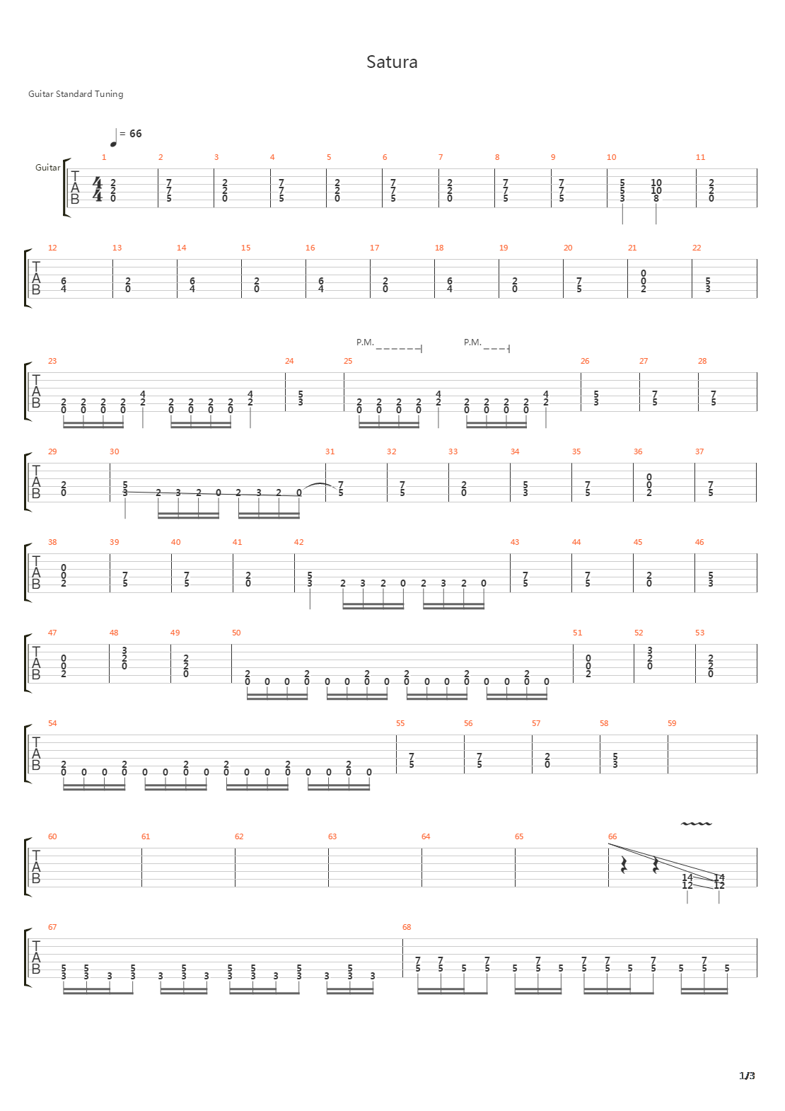 Satura吉他谱