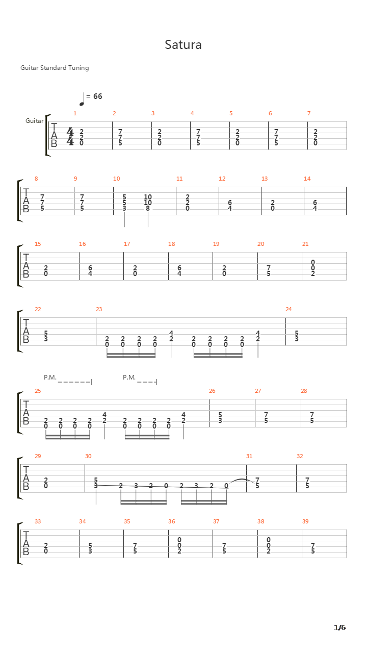 Satura吉他谱