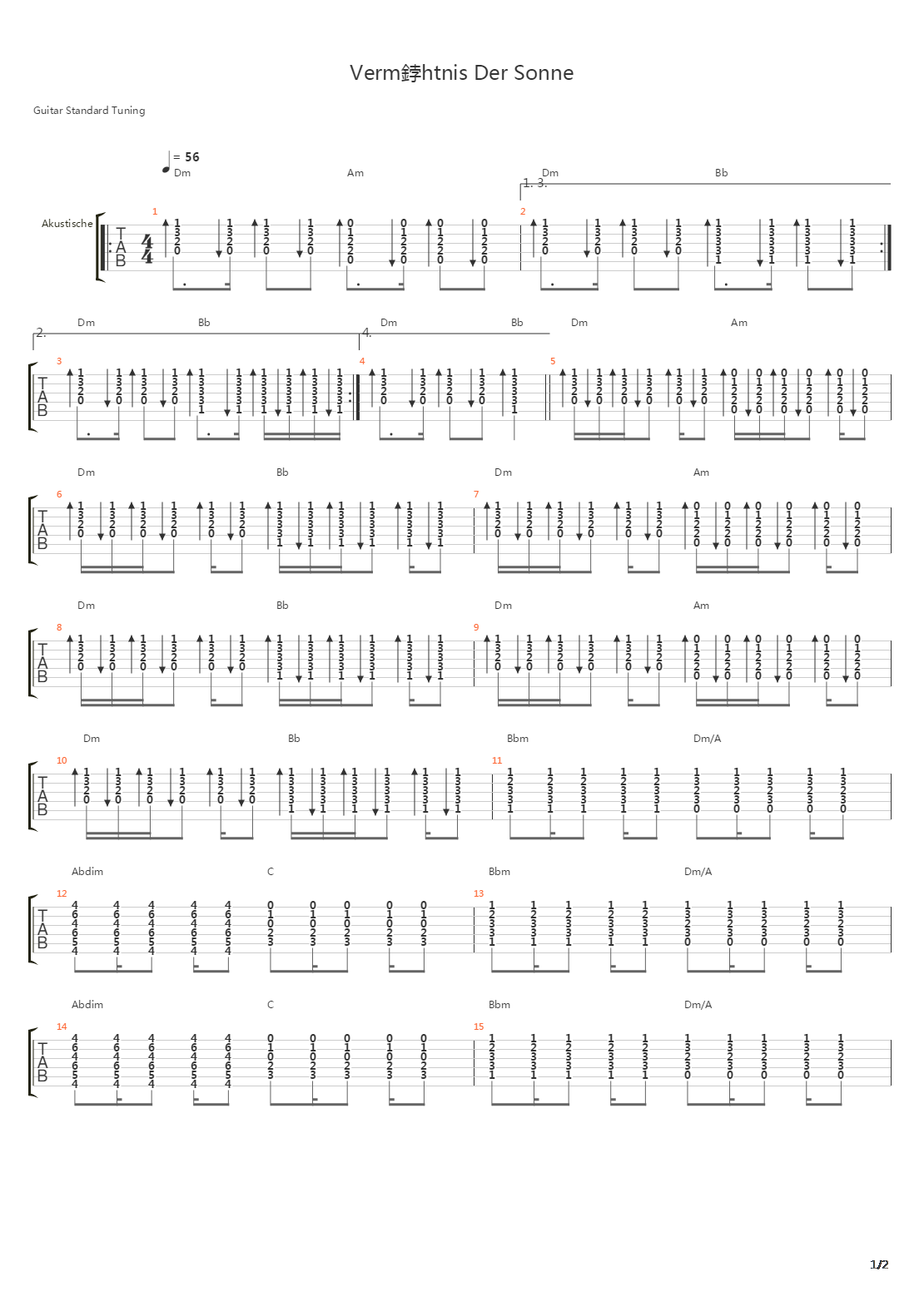 Vermchtnis Der Sonne吉他谱