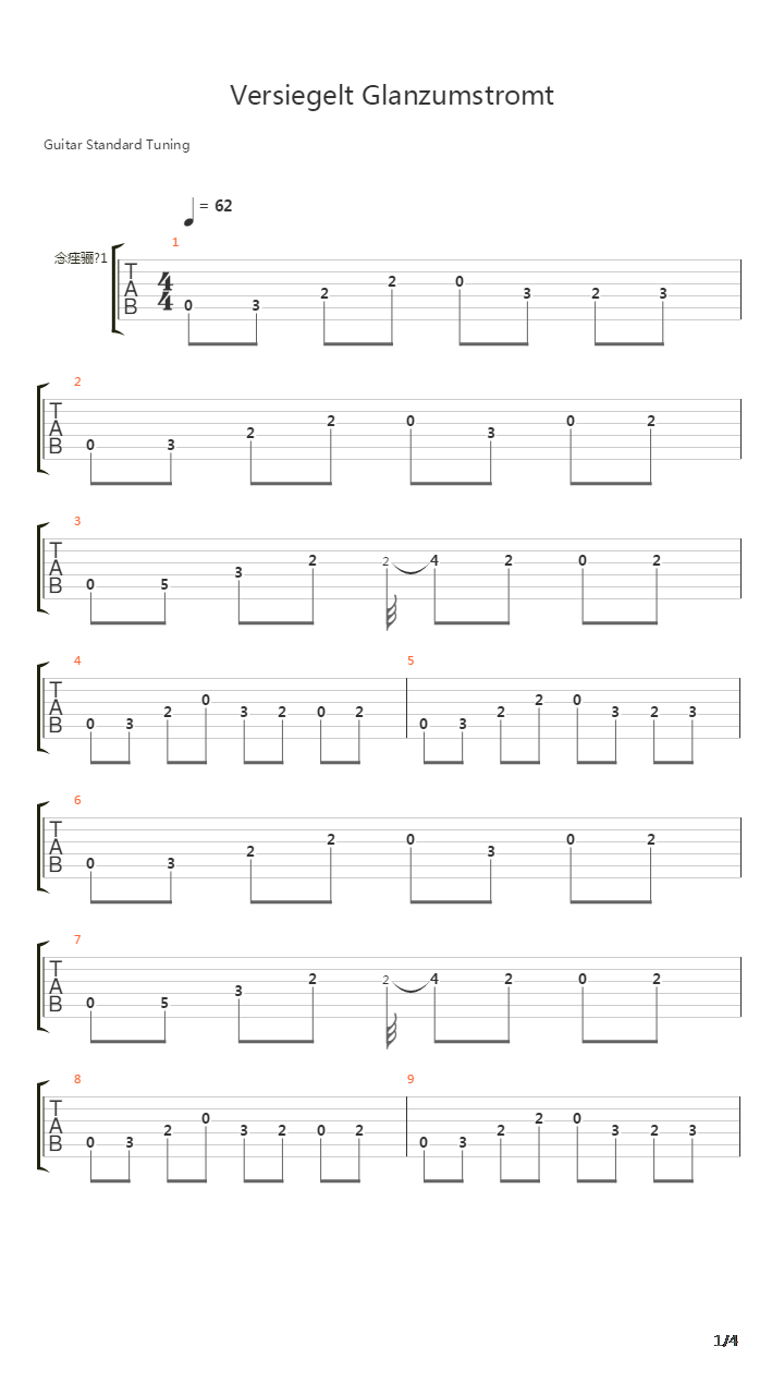 Versiegelt Glanzumstromt吉他谱