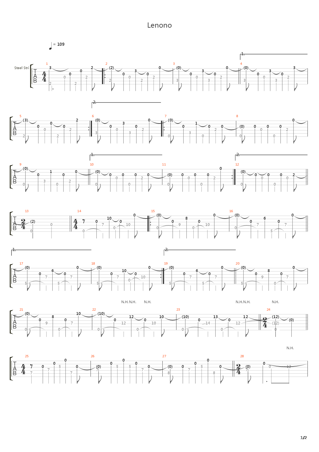 Lenono吉他谱