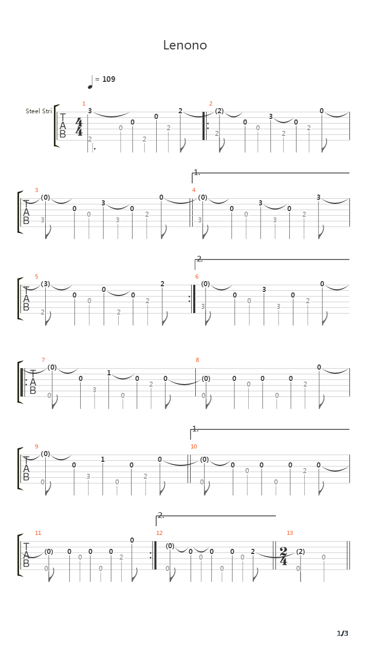 Lenono吉他谱