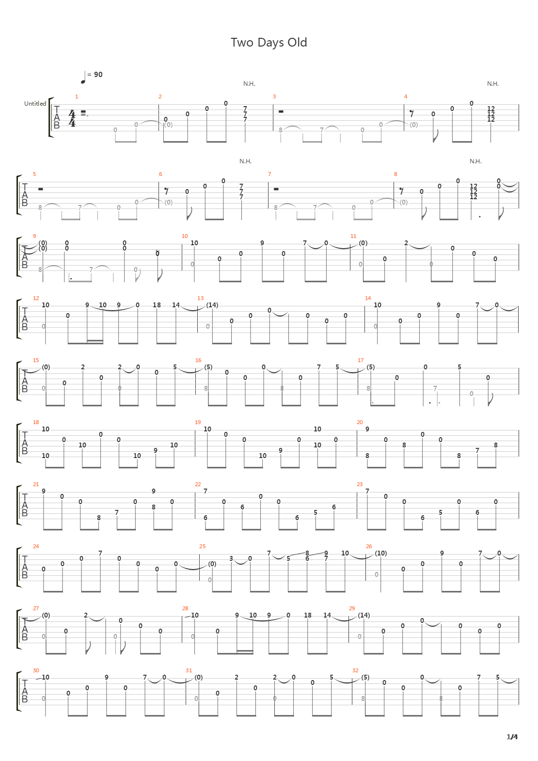 Two Days Old吉他谱