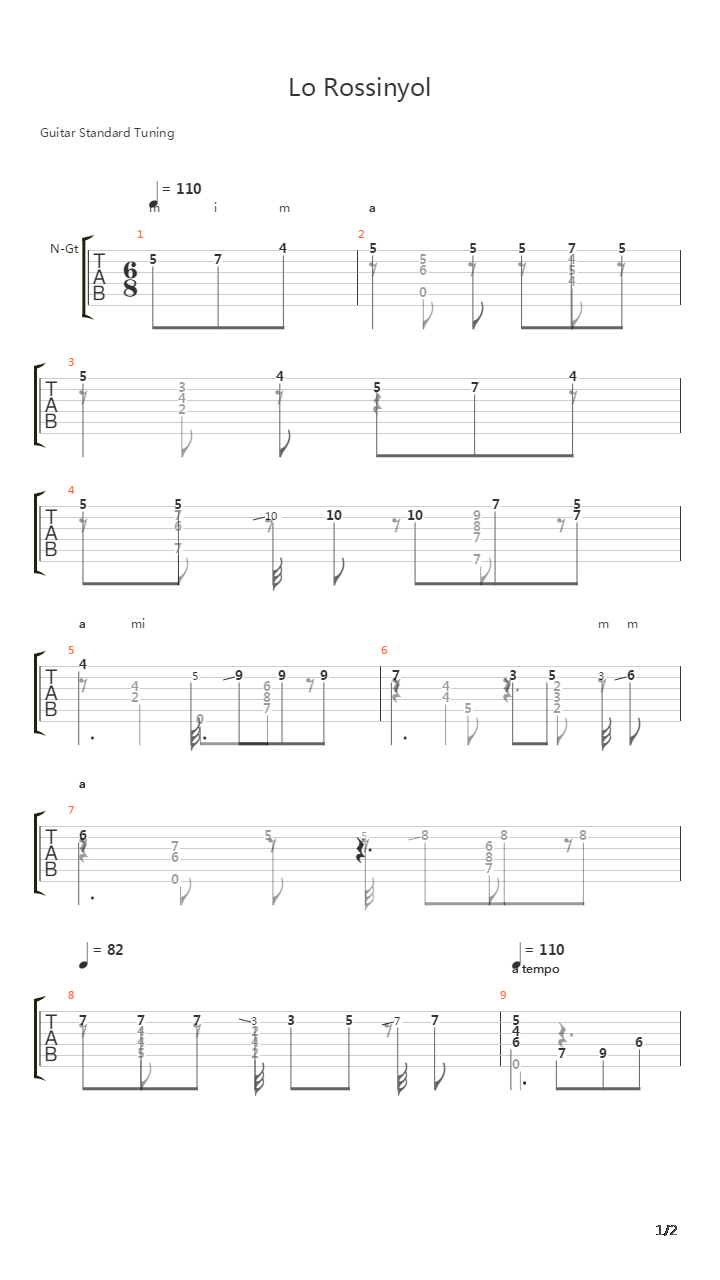 Lo Rossinyol吉他谱