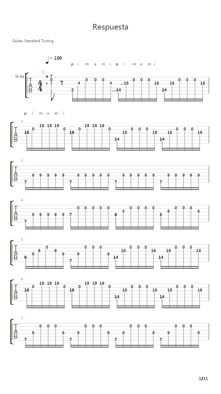 Respuesta吉他谱
